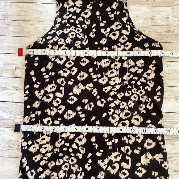 Express Sleeveless Sheath Dress Black Cream Animal Print Knee Length Size XS - Picture 6 of 9